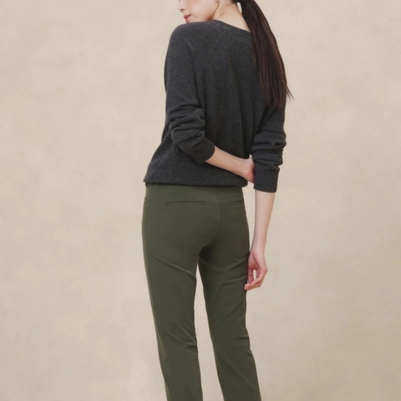 Banana Republic Sloan High Waisted Green Trousers Pants Size 10 NWT - Picture 2 of 6